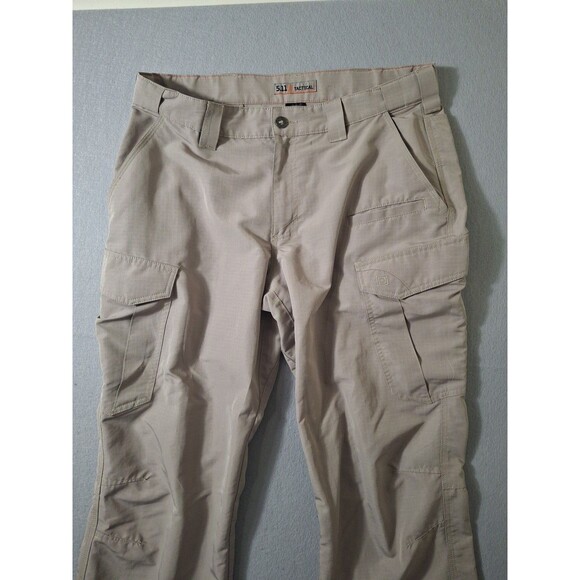 5.11 Tactical Pants Men 36x32 Beige Fast-Tac Urban Utility Rip Stop Lightweight - Picture 2 of 11